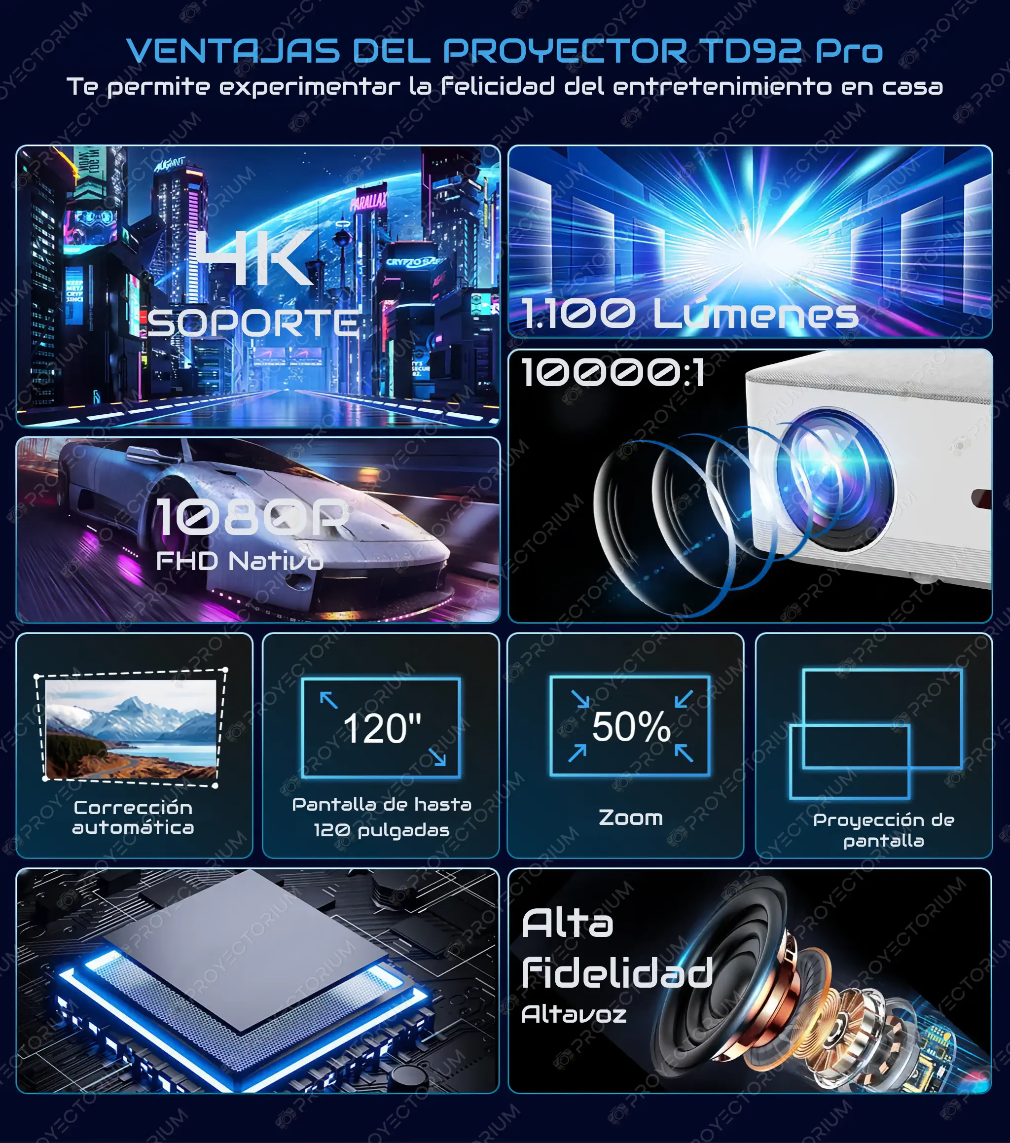 Proyector ThundeaL TD92 Pro - 4K / 1100 ANSI Lúmenes / Android / Enfoque Electrónico / 3D ThundeaL_TD92_Pro.03 - 📽️ Proyector ThundeaL TD92 Pro - 4K, 1100 ANSI y Android