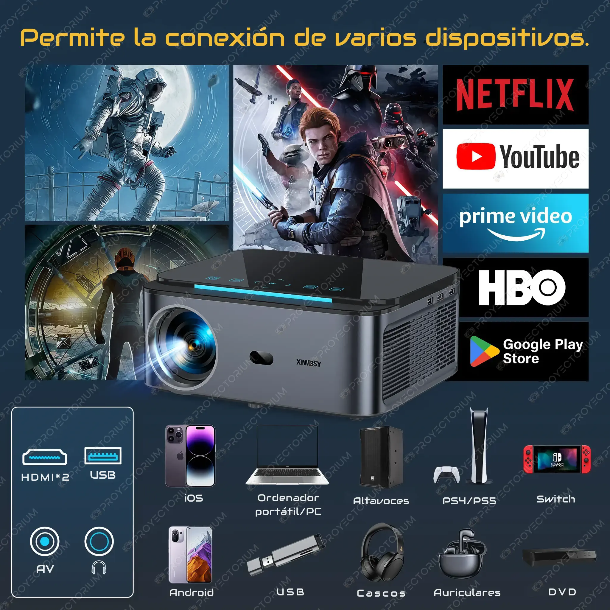 Proyector XIWBSY T07 - 8K / 1000 ANSI Lúmenes / Android / Enfoque Automático XIWBSY_T07.07 - 📽️ Proyector XIWBSY T07 - 8K / 1000 ANSI / Android / Autoenfoque